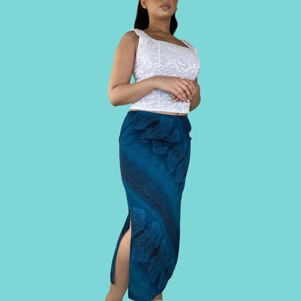 Vintage 90s  Paisley Print Maxi Dress